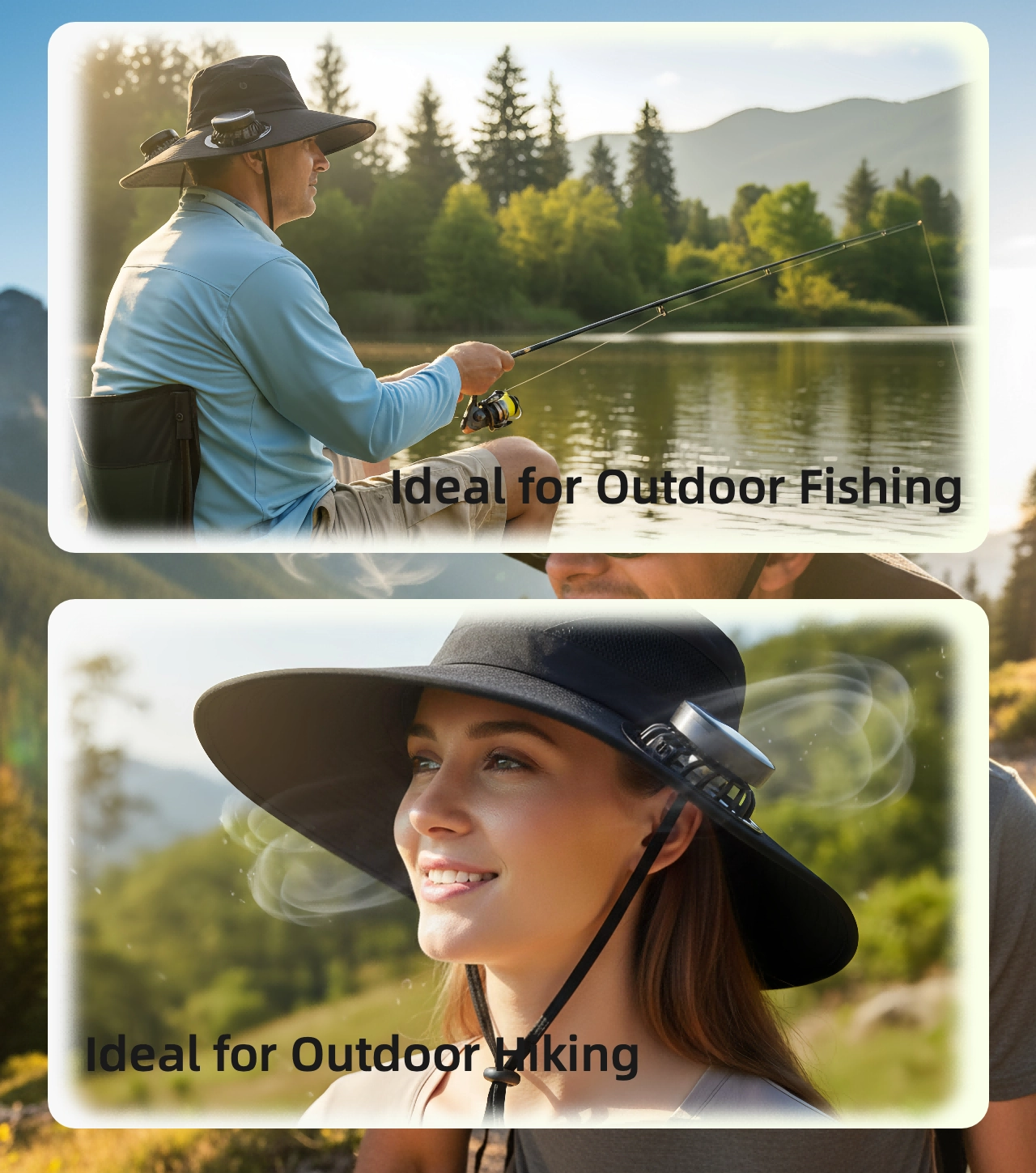 BELLAN solar-powered fan hat — 3-speed built-in fan, solar panel & USB charging with UV protection for outdoor use in South Africa