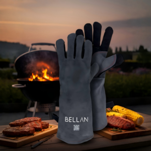 BELLAN Fireproof Braai Gloves — natural cowhide heat and cut resistant BBQ gloves for South African braais